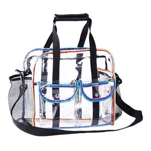 Mofasvigi Clear Transparent Rainbow Trim Unisex Stadium Bag.